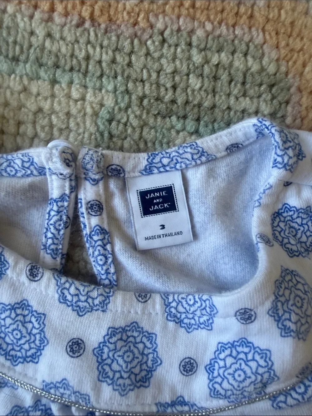 Janie and Jack White and Blue Printed Peplum Top with Matching Shorts